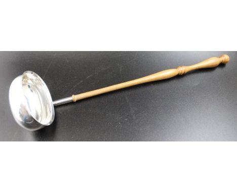 A Georgian design silver ladle, with turned wood handle, Birmingham 1991
