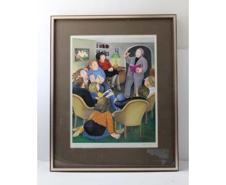 After Beryl Cook (1926-2008) "Poetry Reading", a proof print signed in pencil, with Guild stamps, published by The Alexander 