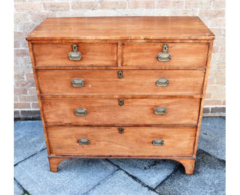 A MAHOGANY CHEST OF TWO SHORT AND THREE LONG DRAWERS  on bracket feet, 108cm wide