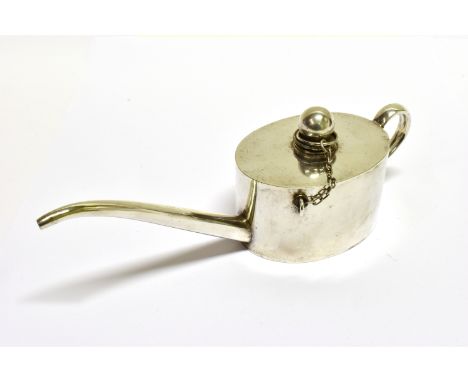A MAPPIN &amp; WEBB PRINCE'S PLATE OVAL OIL CAN AND AN ASPREY PLATED SHAPED-OBLONG TRAY the oil can with a scroll handle, a l