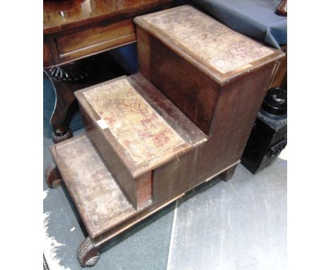 A VICTORIAN MAHOGANY THREE TREAD STEP COMMODE  49cm wide 70cm high