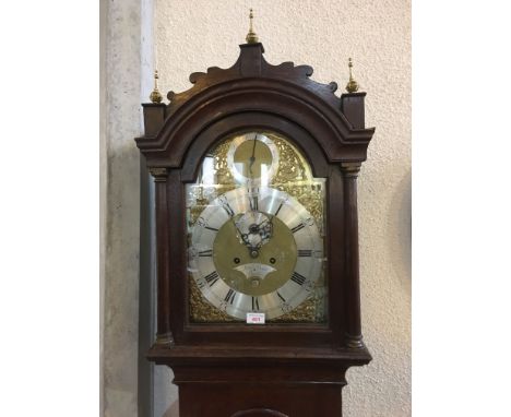 A GEORGE III MAHOGANY CASED 8-DAY LONGCASE CLOCK  the brass dial with subsidiary seconds dial and date aperture, signed 'Pete