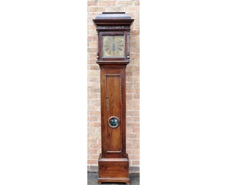 AN 18TH CENTURY 30-HOUR LONGCASE CLOCK BY JAMES WHITTAKER the oak case with caddy top and lenticle to trunk, 40cm wide 214cm 