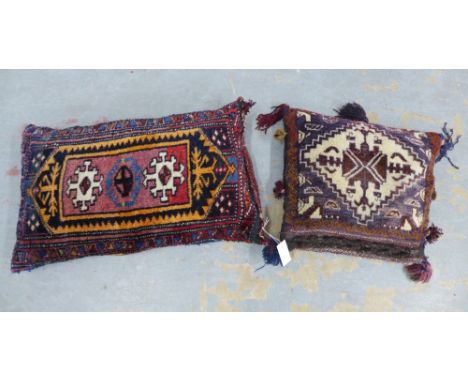 Two Persian carpet cushions. 74 x 47cm. (2) 