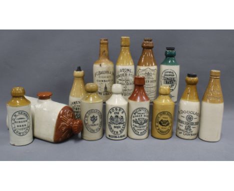 Twelve late 19th / early 20th century stoneware bottles and a hot water flask (13) 