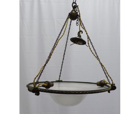 Late 19th / early 20th century opaque glass pendant light fitting 52 x 42cm 