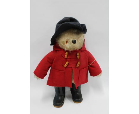 Paddington Bear,  with red duffle coat and Dunlop Wellington boots, 46cm 