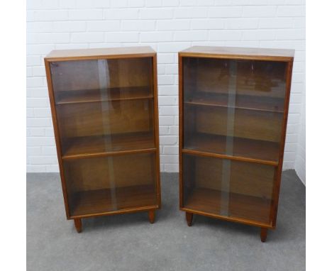 Two vintage Beaver & Tapley cabinets with glass sliding doors 101 x 53 x 27cm. (2) 
