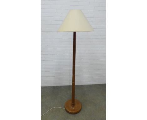 Teak standard lamp and shade. 179cm. 