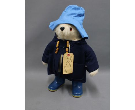 Paddington Bear, Gabrielle Designs, with blue duffle coat and Dunlop Wellington boots, 46cm 