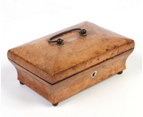A Victorian burr walnut fitted necessaire and accoutrements, 16cm wide.  Condition Report. To be used as a guide only. Mirror