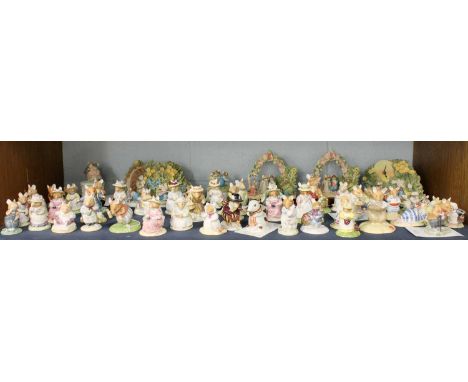Royal Doulton Brambly Hedge Figures, a large collection to include: 'Sunset Clock', 'Water Mill Bookends', 'Millennium Snow B