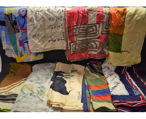 Ladies Accessories - vintage silk scarves including Frank Lloyd Wright, Hardy Amies, Concorde, Oliver Messel Coronation, Jean