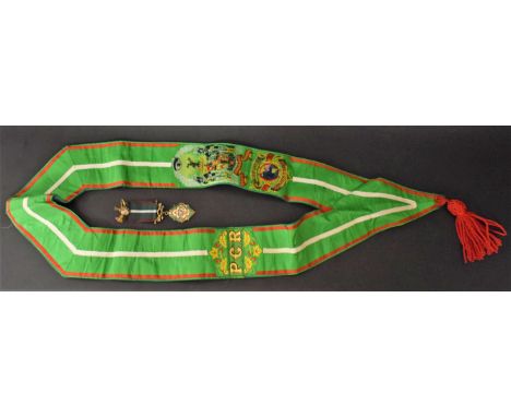 A silver gilt enamelled medal, Ancient Order of Foresters; a sash (2)