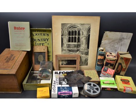 Photography - a Kodak Film Tank; radio valve; magic lantern slides, various photographs relating to the study of Classical sc