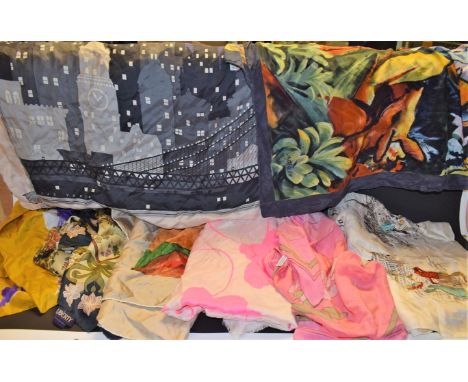 Ladies Accessories - vintage silk scarves including Liberty, Gres, Emanuel Ungaro, Halston, Gauguin, etc