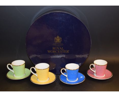 A Royal Worcester 80th Birthday four piece coffee service, for HRH the Queen, boxed