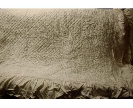 Textiles - a 19th century hand stitched Durham quilt, with leaves and foliage