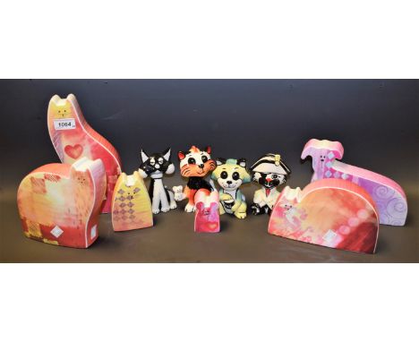 Ceramics - a Lorna Bailey cat as Nelson; three others, similar; Royal Worcester Flat Mates including Topsy the Cat, Ben the D