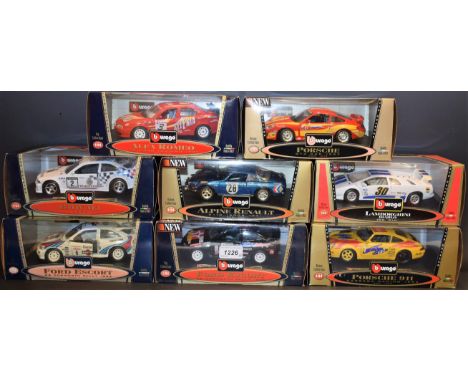 Die-Cast Vehicles - Burago - 1:24 scale model rally and racing cars inc Porche 911 Carrera;  Lamborghini Diablo, Alpine Renau