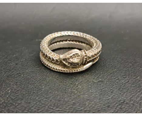 GUCCI SILVER SNAKE RINGthe entwined snake with detailed scales and face, ring size U-V and approximately 12.7 grams 