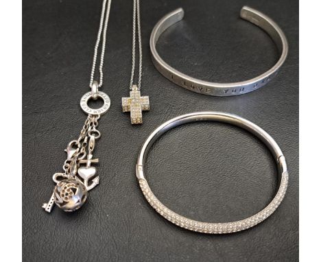 SELECTION OF FASHION JEWELLERYcomprising a Thomas Sabo Charm Club silver necklace with three associated charms, a Swarovski c