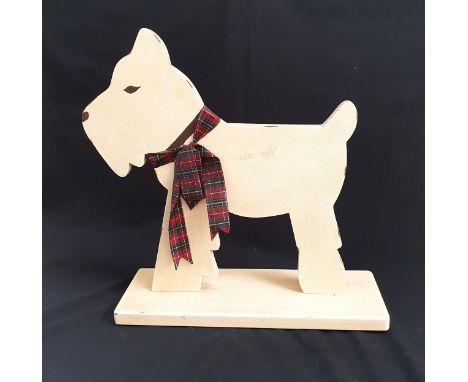 VINTAGE WOODEN STANDING SCOTTIE DOGpainted white49 x 46 x 16cm 