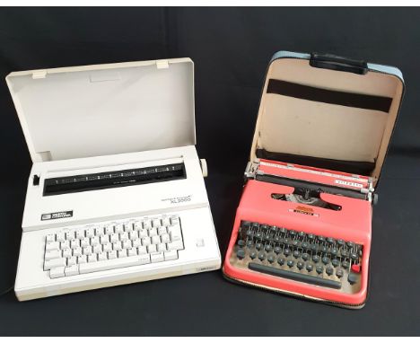 1960s OLIVETTI TYPEWRITER LETTERA 22in coral pink, wtih McBurnic's of Greenock office equipment sticker, in blue and black ca