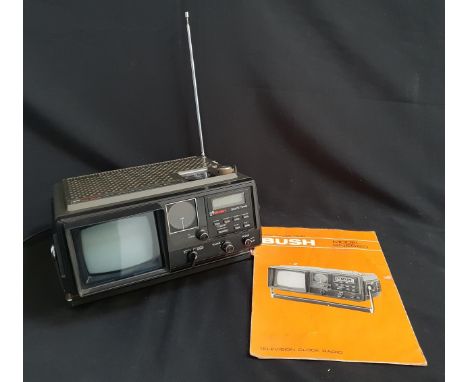 VINTAGE BUSH BN6520 PORTABLE TV RADIOwith quartz timer, radio in FM, MW LW labelled'Vintage Bush BN 6520, in grey and black w