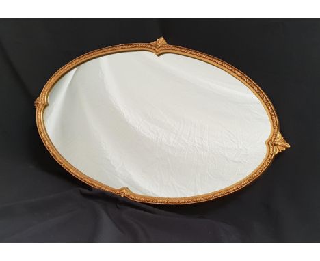 VINTAGE OVAL GILT FRAME WALL MIRROR with foliate design scalloped edge detail, 72 x 44cm 