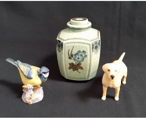 ROYAL COPENHAGEN CRACKLE GLAZED VASE AND STOPPERwith gilt and floral decoration, stamped to the base 5.022 2904, 12cm high; t