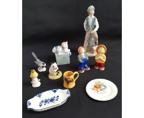 SELECTION OF DECORATIVE CERAMICSincluding Wade Bisto kids salt and pepper cruet set, Nao 'Kittens', Nao 'Shoeshiner', Goebel 