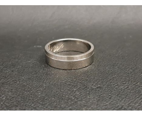FOURTEEN CARAT WHITE GOLD WEDDING BANDring size R-S and approximately 6.9 grams 