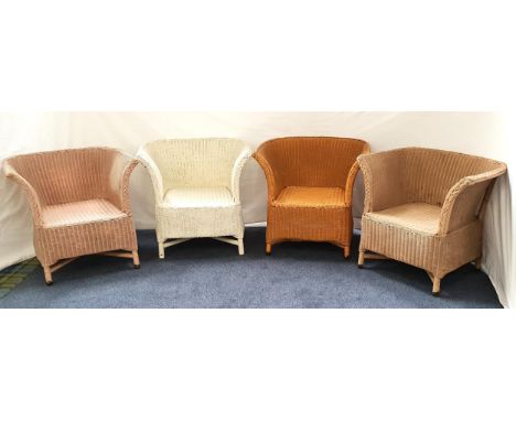 FOUR VINTAGE LLOYD LOOM STYLE TUB ARMCHAIRSvarious colours  66 X 62 X 72cm each (4) 
