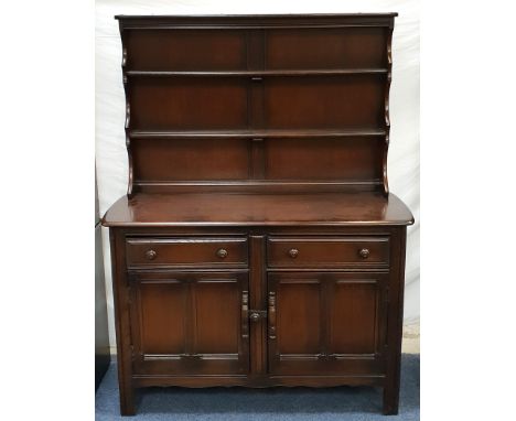 ERCOL ELM OLD COLONIAL DRESSERthe two drawers with cutlery tray, 160 x 48 x 123cm 