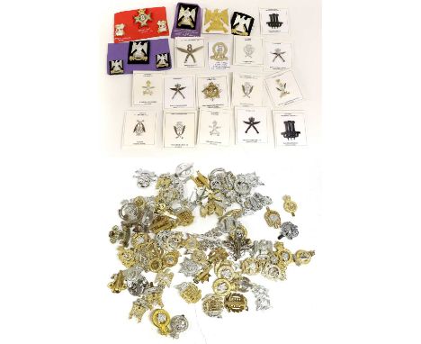 A Collection of One Hundred Modern Staybrite Cap and Collar Badges, mainly cavalry and Gurkha regiments, including Royal Scot