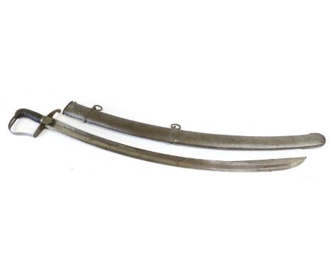 A British 1796 Pattern Light Cavalry Trooper's Sword, the 83cm single edge curved fullered steel blade engraved J J Runkel, S