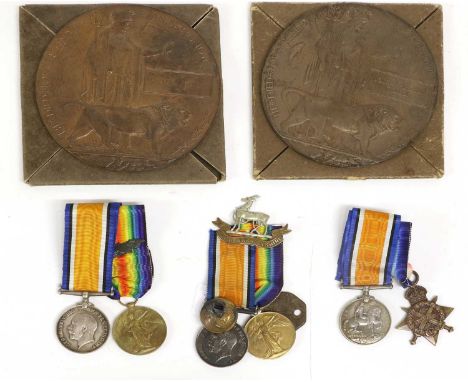 The Tilsley Family at War :- a 1914 Star, British War Medal and Memorial Plaque, awarded to 5480 PTE.W.(William) TILSLEY, 1/R