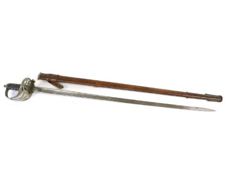 A George V 1827 Pattern Infantry Officer's Sword, the 83cm fullered steel blade etched with crowned Royal cypher, Royal Coat 