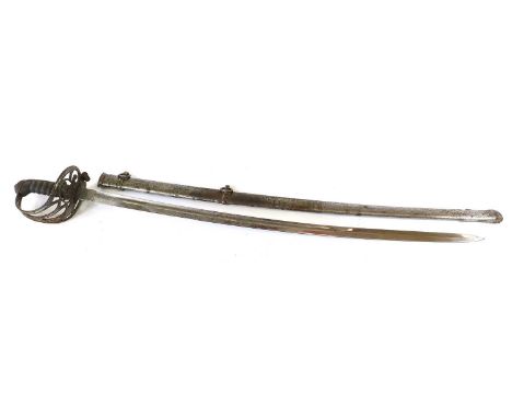 A Victorian 1827 Pattern Infantry Officer's Sword to the Wolsingham Rifles, the 83cm fullered steel blade crisply etched with