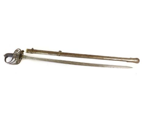 A Victorian Durham Rifle Volunteer's Presentation Sword, the 82cm single edge fullered steel blade crisply etched with scroll