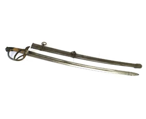 A 19th Century Austrian Cavalry Sword by Jurmann, possibly for the American market, the 84.5cm single edge slightly curved fu