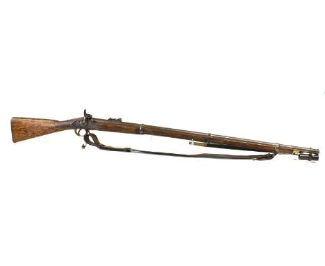 An Enfield Pattern 1853 Type II Three Band Percussion Musket, the 99cm steel smooth bore barrel with various inspector's mark
