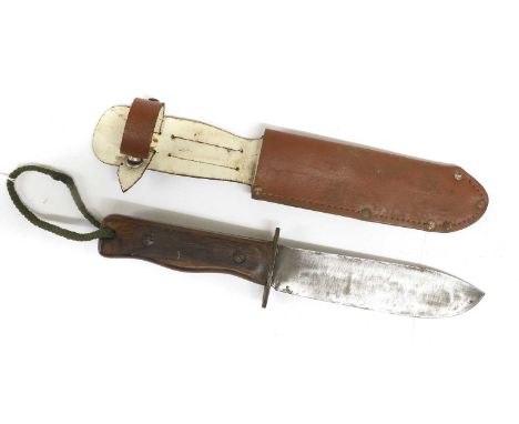 A Type D Survival Knife, the 18cm broad single edge steel blade bears the crossed swords mark for Wilkinson Sword Ltd., the t