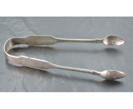A pair of Victorian Irish silver sugar tongs of plain fiddle back form, Dublin 1854, James R Neill,  approx 53.5g