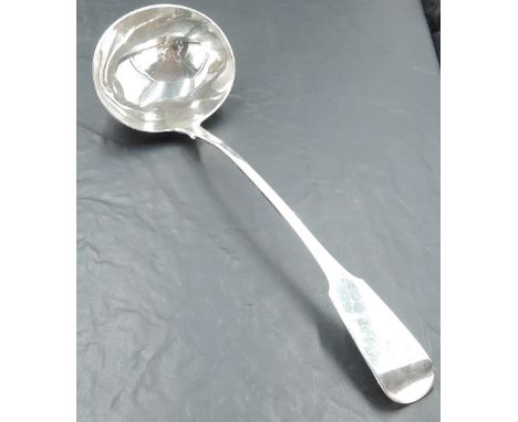 A George IV silver fiddle pattern ladle, with engraved initial 'D' to terminal and pip to reverse, marks for London 1819, mak
