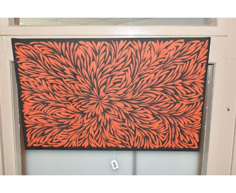 TWO ABORIGINAL ARTWORKS, comprising Sharon Namina/Namuna 'Bush Medicine Leaves' a colourful interpretation of foliage, acryli