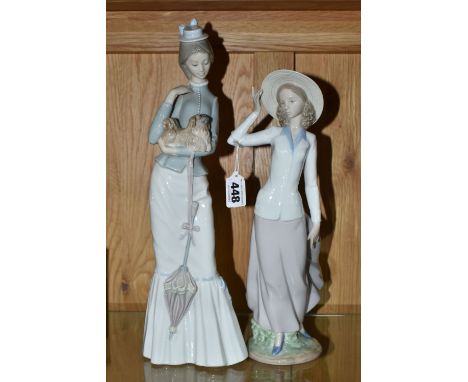 TWO LLADRO FIGURES, comprising model no 5682 'Breezy Afternoon', sculptor Vincente Martinez, issued 1990, and no 4893 'A Walk