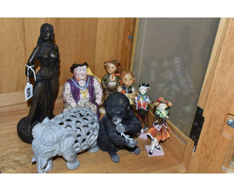 A GROUP OF ROYAL DOULTON, HUMMEL AND OTHER FIGURES, including Royal Doulton 'Pearly Boy' HN1482 (chipped fingers) and 'Pearly