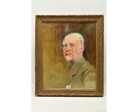 JOSEPH UNITE WILLIS (1867-?) 'SELF PORTRAIT', a head and shoulders portrait of a male figure, signed and dated 1935, oil on c
